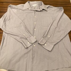 Van Heusen Grey striped button down shirt Men's size 17-1/2 | 34/35